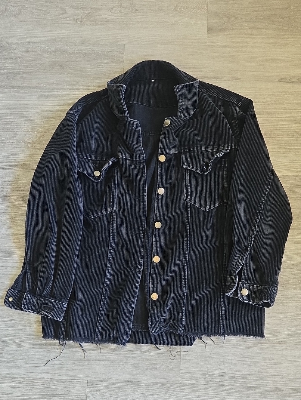 Men's Black Corduroy Button-Up Jacket - Classic Workwear Style